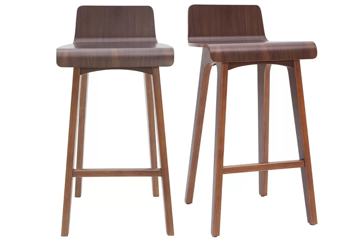 Miliboo Tabourets de bar scandinaves noyer H65 cm (lot de 2) BALTIK