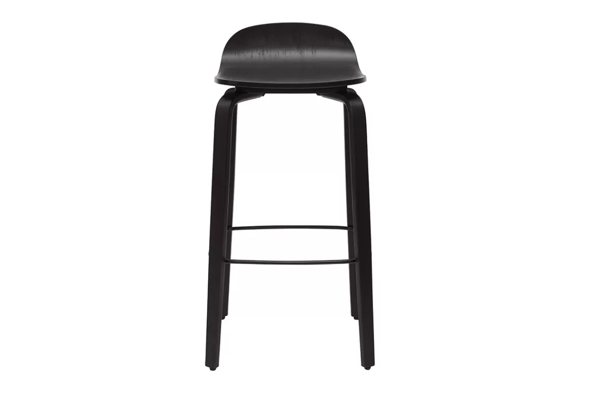 Miliboo Tabourets de bar vintage bois noir H68 cm (lot de 2) OBRA