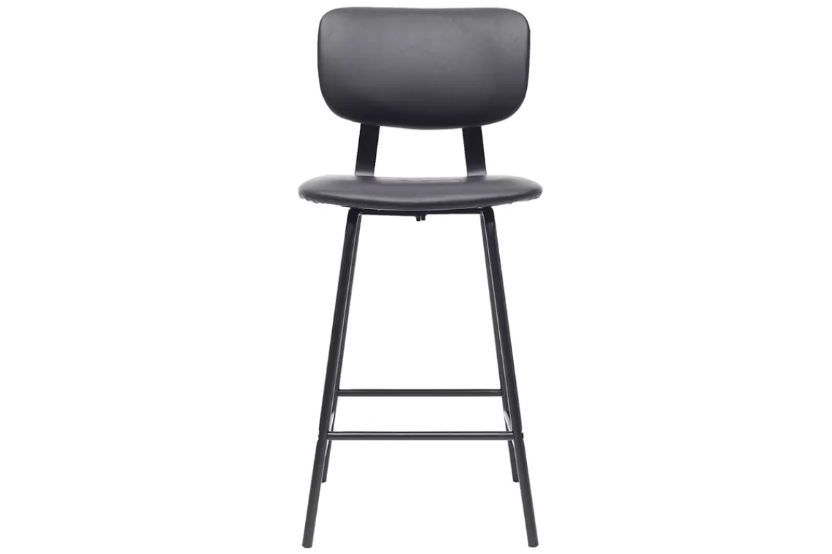 Miliboo Tabourets de bar vintage noir avec pieds métal 65cm (lot de 2) LAB