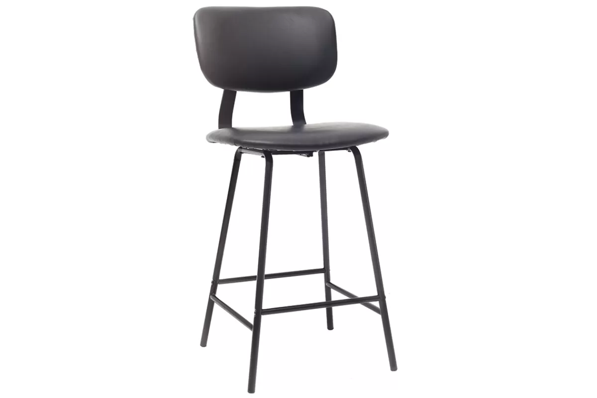 Miliboo Tabourets de bar vintage noir avec pieds métal 65cm (lot de 2) LAB