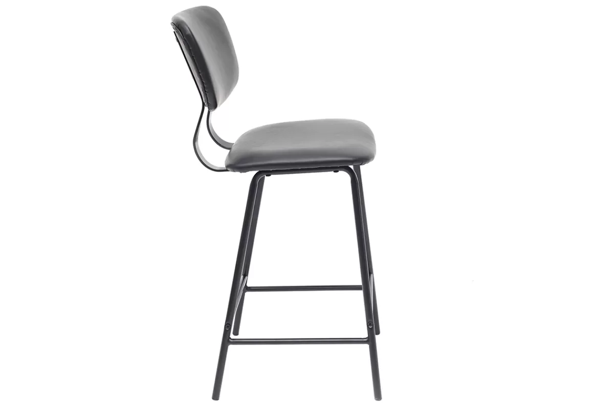Miliboo Tabourets de bar vintage noir avec pieds métal 65cm (lot de 2) LAB