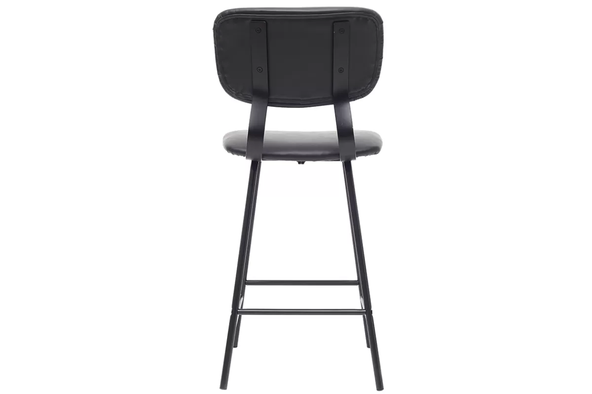 Miliboo Tabourets de bar vintage noir avec pieds métal 65cm (lot de 2) LAB