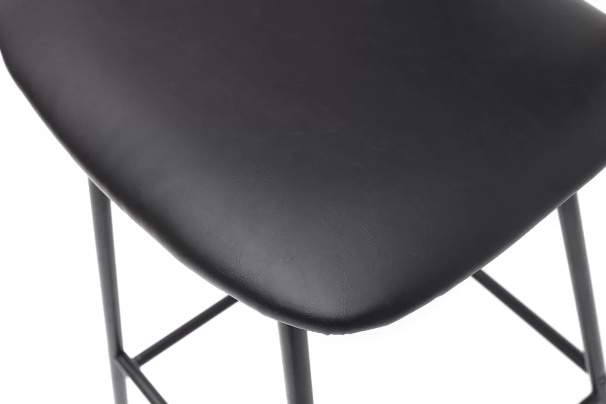 Miliboo Tabourets de bar vintage noir avec pieds métal 65cm (lot de 2) LAB