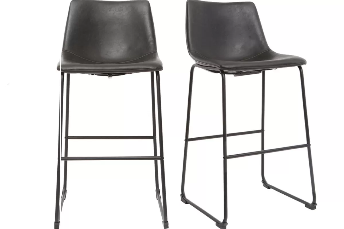 Miliboo Tabourets de bar vintage noirs 73 cm (lot de 2) NEW ROCK