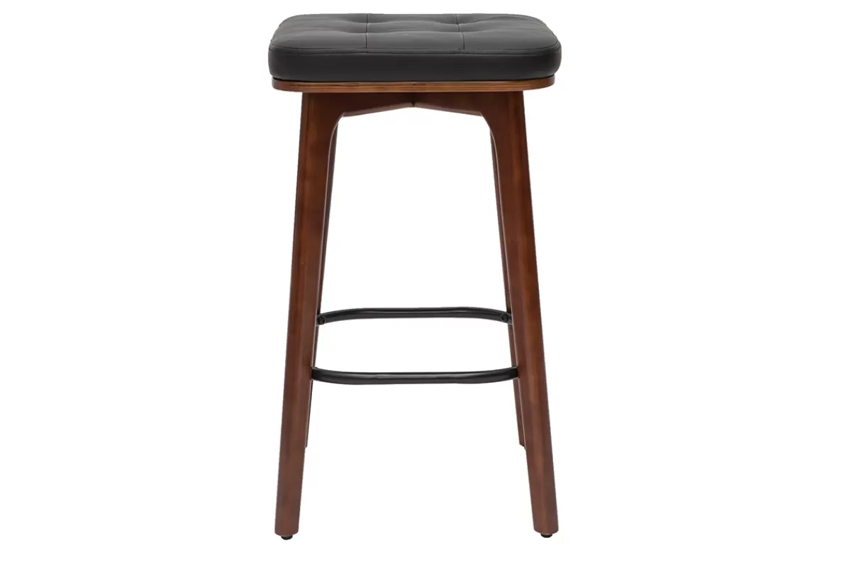 Miliboo Tabourets de bar vintage noirs et bois foncé 65 cm (lot de 2) GRAMMA