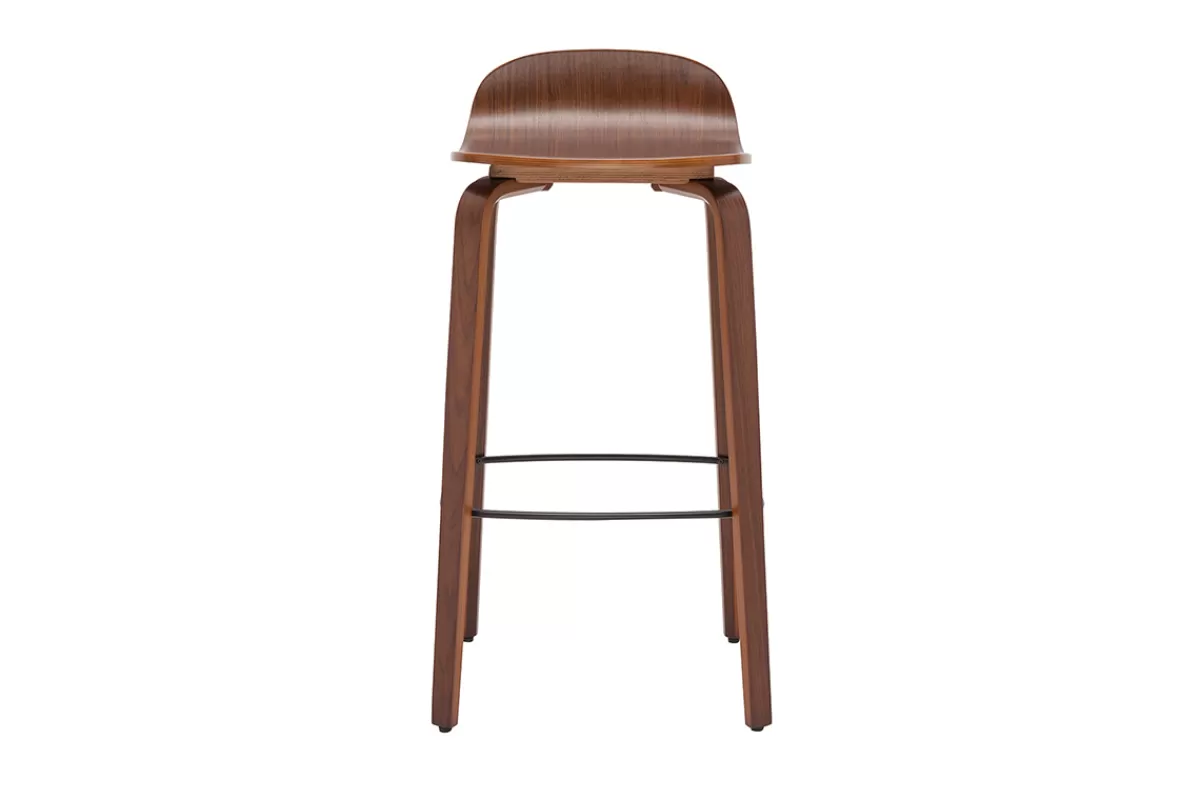 Miliboo Tabourets de bar vintage noyer H68 cm (lot de 2) OBRA