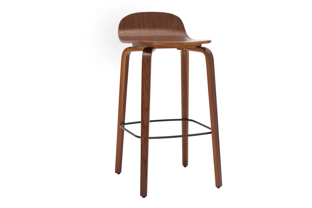 Miliboo Tabourets de bar vintage noyer H68 cm (lot de 2) OBRA