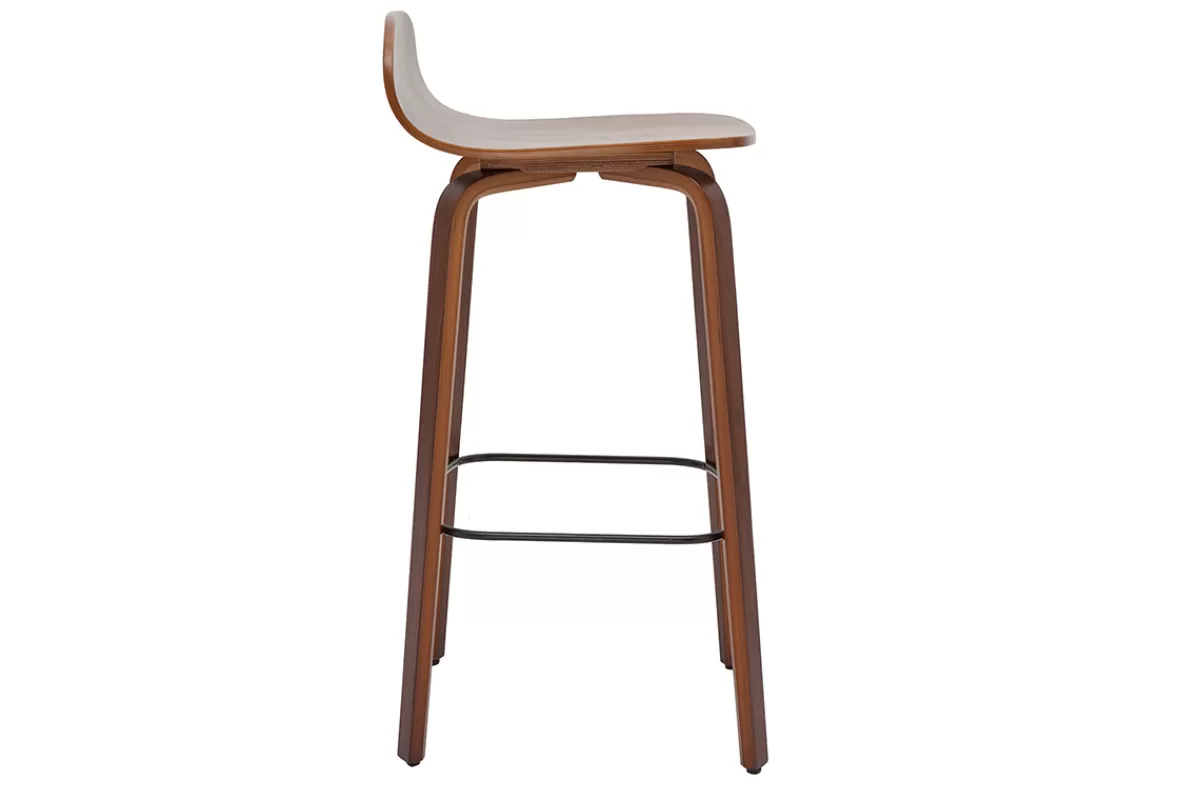 Miliboo Tabourets de bar vintage noyer H68 cm (lot de 2) OBRA