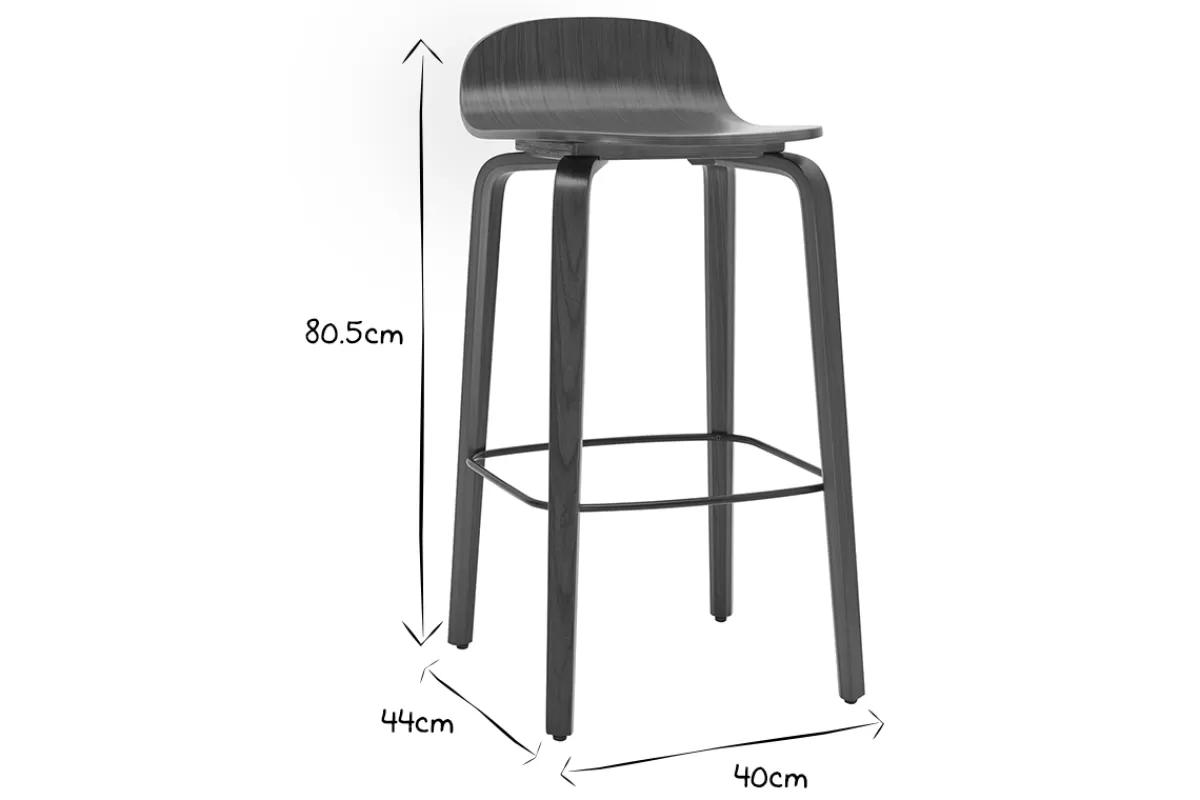 Miliboo Tabourets de bar vintage noyer H68 cm (lot de 2) OBRA