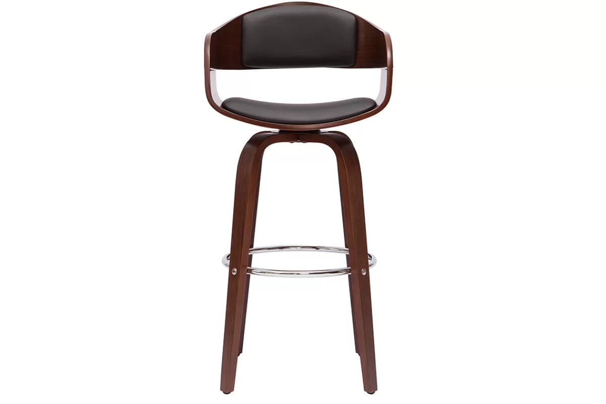 Miliboo Tabourets de bar vintage pivotants 360° noyer H65 cm (lot de 2) GAO