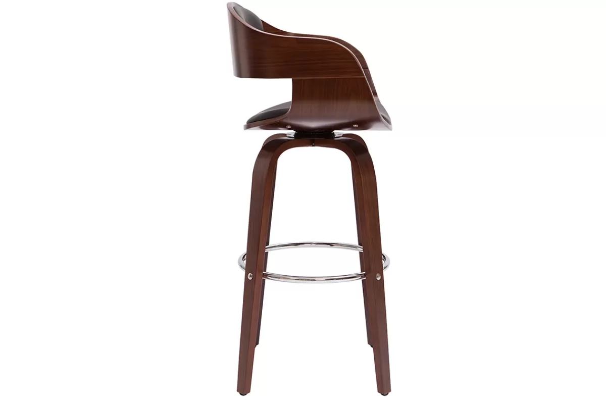 Miliboo Tabourets de bar vintage pivotants 360° noyer H65 cm (lot de 2) GAO
