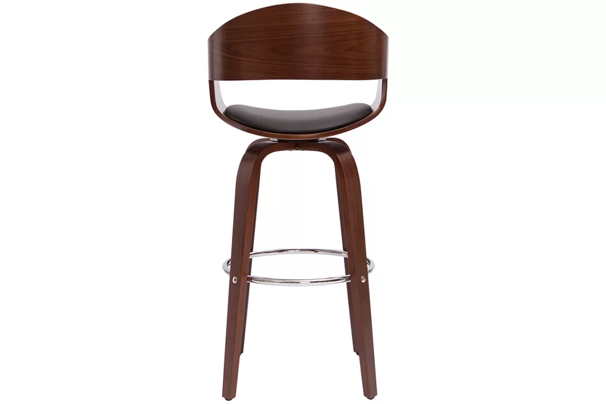 Miliboo Tabourets de bar vintage pivotants 360° noyer H65 cm (lot de 2) GAO