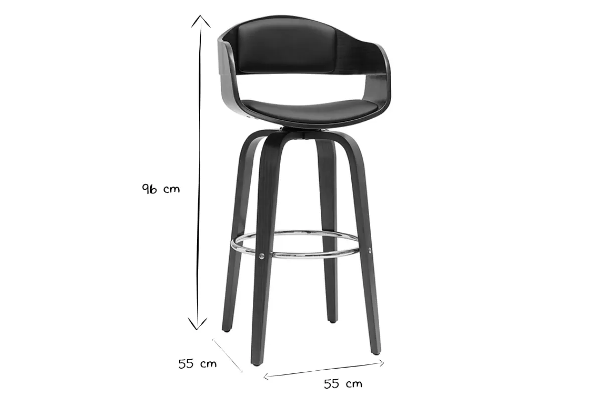 Miliboo Tabourets de bar vintage pivotants 360° noyer H65 cm (lot de 2) GAO