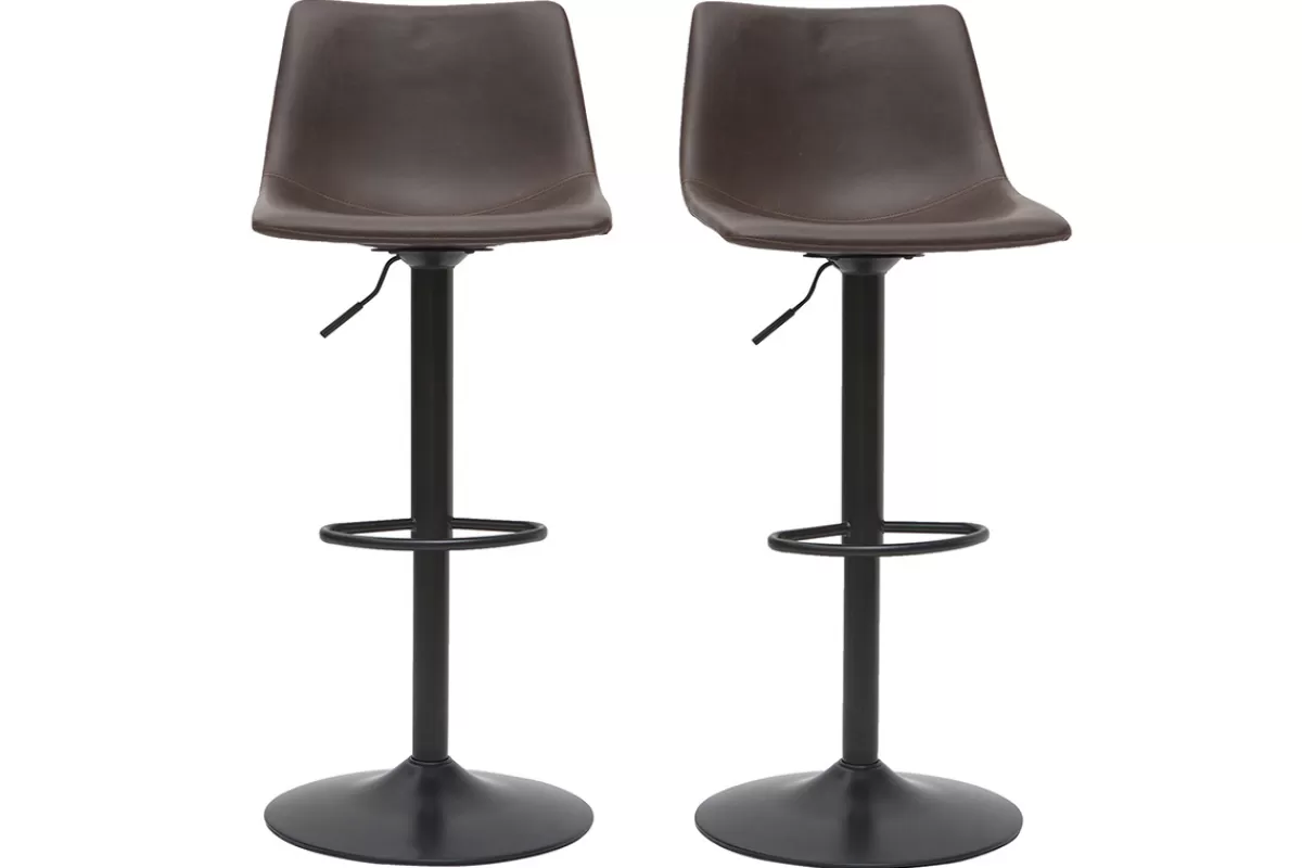 Miliboo Tabourets de bar vintage réglables pivotants marron (lot de 2) NEW ROCK