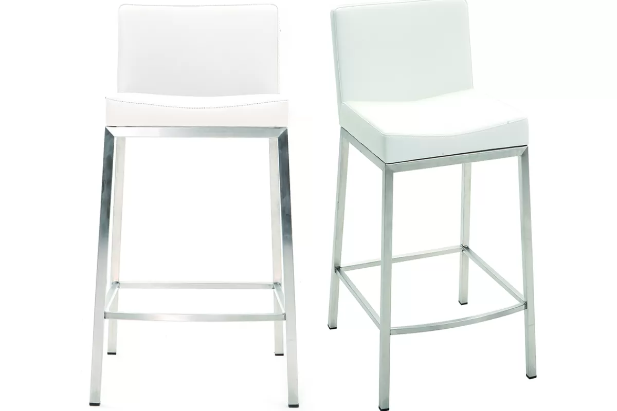 Miliboo Tabourets design blanc H66 cm (lot de 2) EPSILON