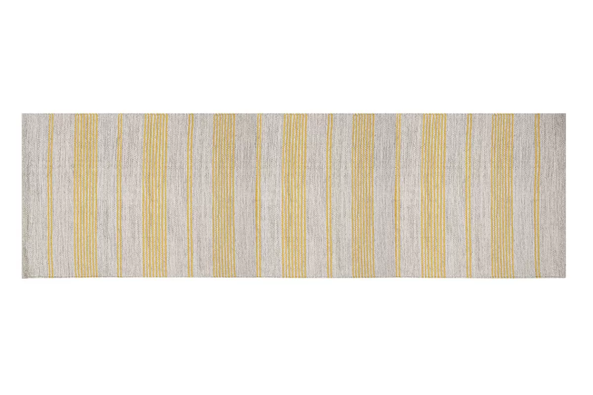 Miliboo Tapis de couloir en coton jaune et beige 60 x 200 cm CABOURG