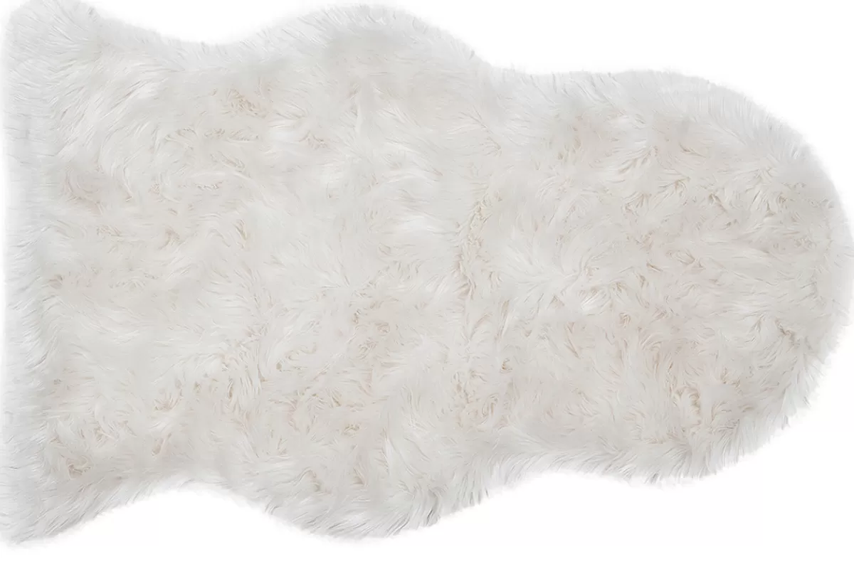 Miliboo Tapis descente de lit imitation fourrure blanche 60 x 90 cm MEGEVE