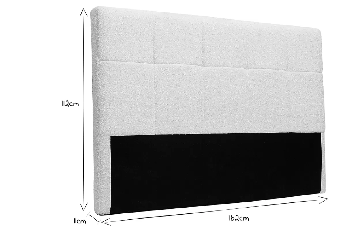 Miliboo Tête de lit en tissu effet laine bouclée blanc L160 cm CLOVIS